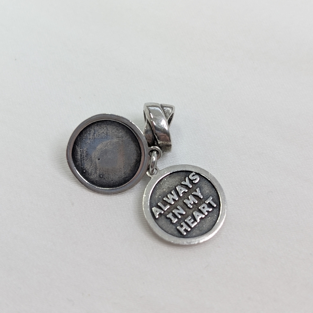 Vintage 925 Sterling Silver "Always In My Heart" Locket MA Charm - Fits Pandora - Picture 4 of 7